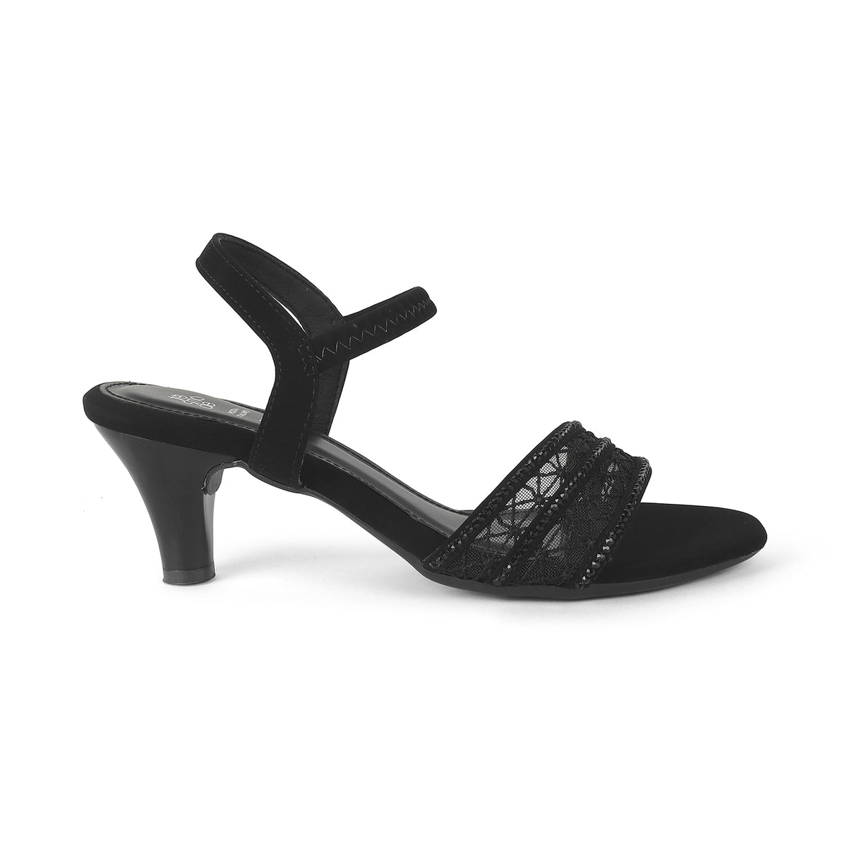 Tresmode Glitz Black Women's Dress Heel Sandals