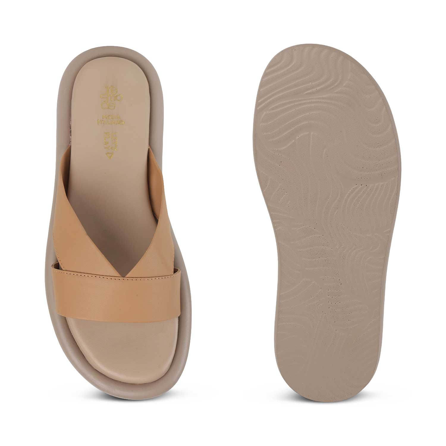 Tresmode Lalita Beige Women's Casual Platform Flats