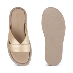 Tresmode Lalita Gold Women's Casual Platform Flats