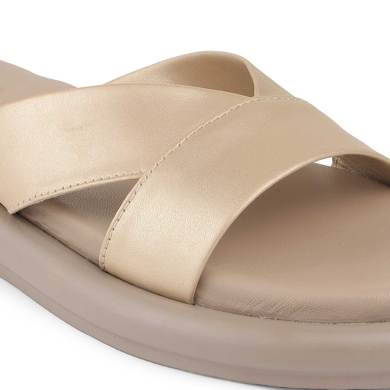 Tresmode Lalita Gold Women's Casual Platform Flats