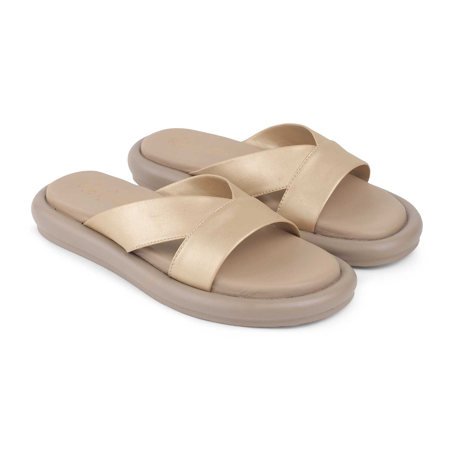 Tresmode Lalita Gold Women's Casual Platform Flats