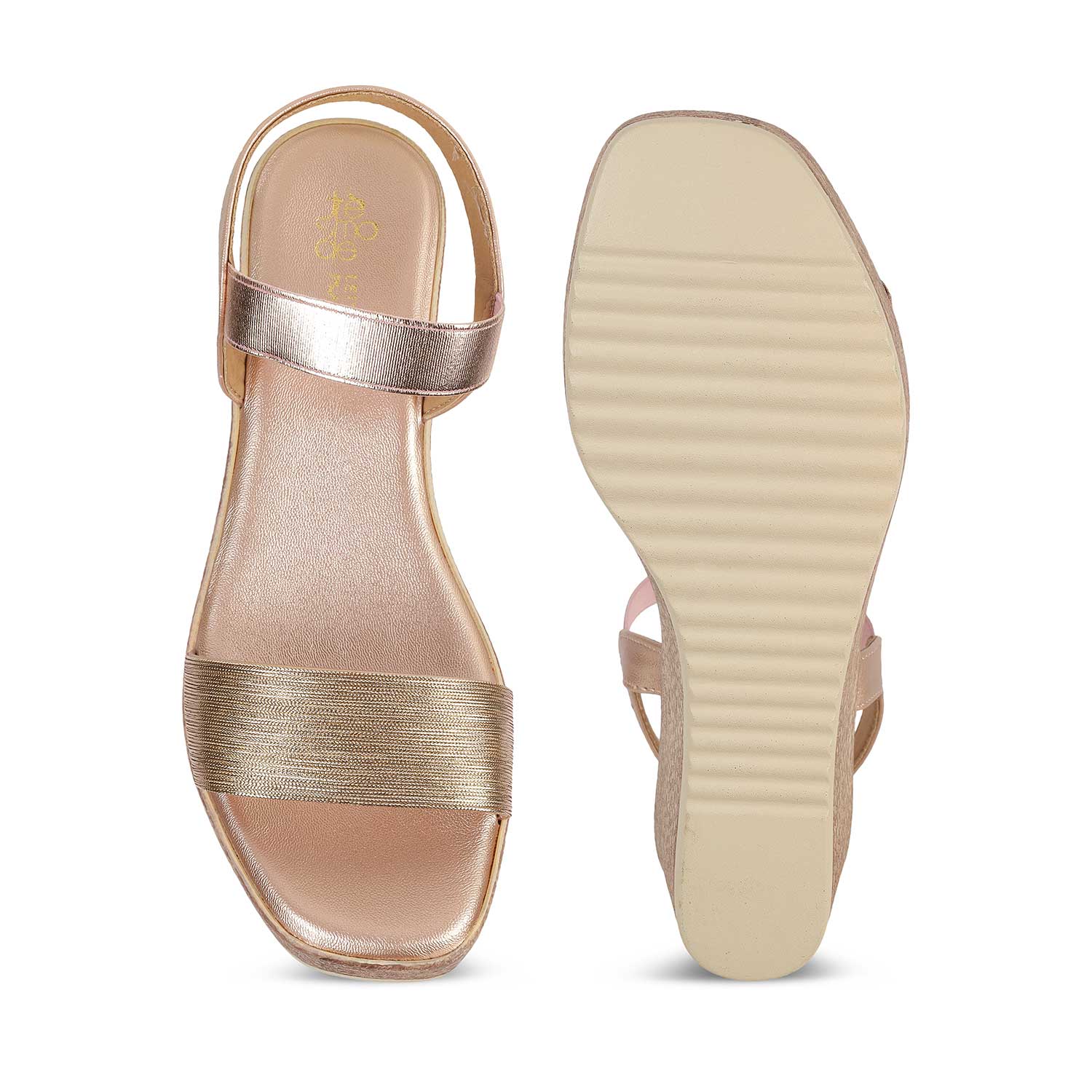 Tresmode Lucio Champagne Women's Dress Wedge Sandals