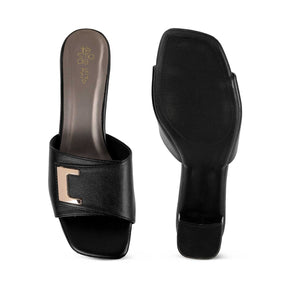 Tresmode Minsk Black Women's Dress Block Heel Sandals