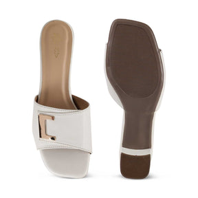 Tresmode Minsk White Women's Dress Block Heel Sandals