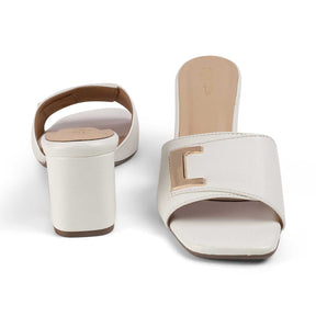 Tresmode Minsk White Women's Dress Block Heel Sandals