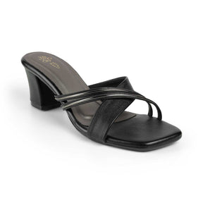 Women's Black Block Heel Sandals Tresmode