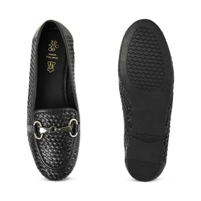 Tresmode Anweave Black Women's Dress Loafers