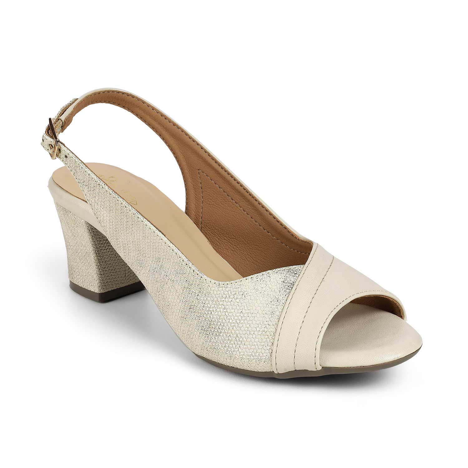 Women's Cream Block Heel Sandals Tresmode