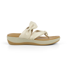 Tresmode Genew Cream Women's Casual Wedge Heel Sandals