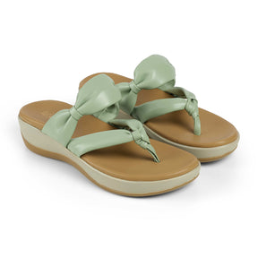 Tresmode Genew Green Women's Casual Wedge Heel Sandals