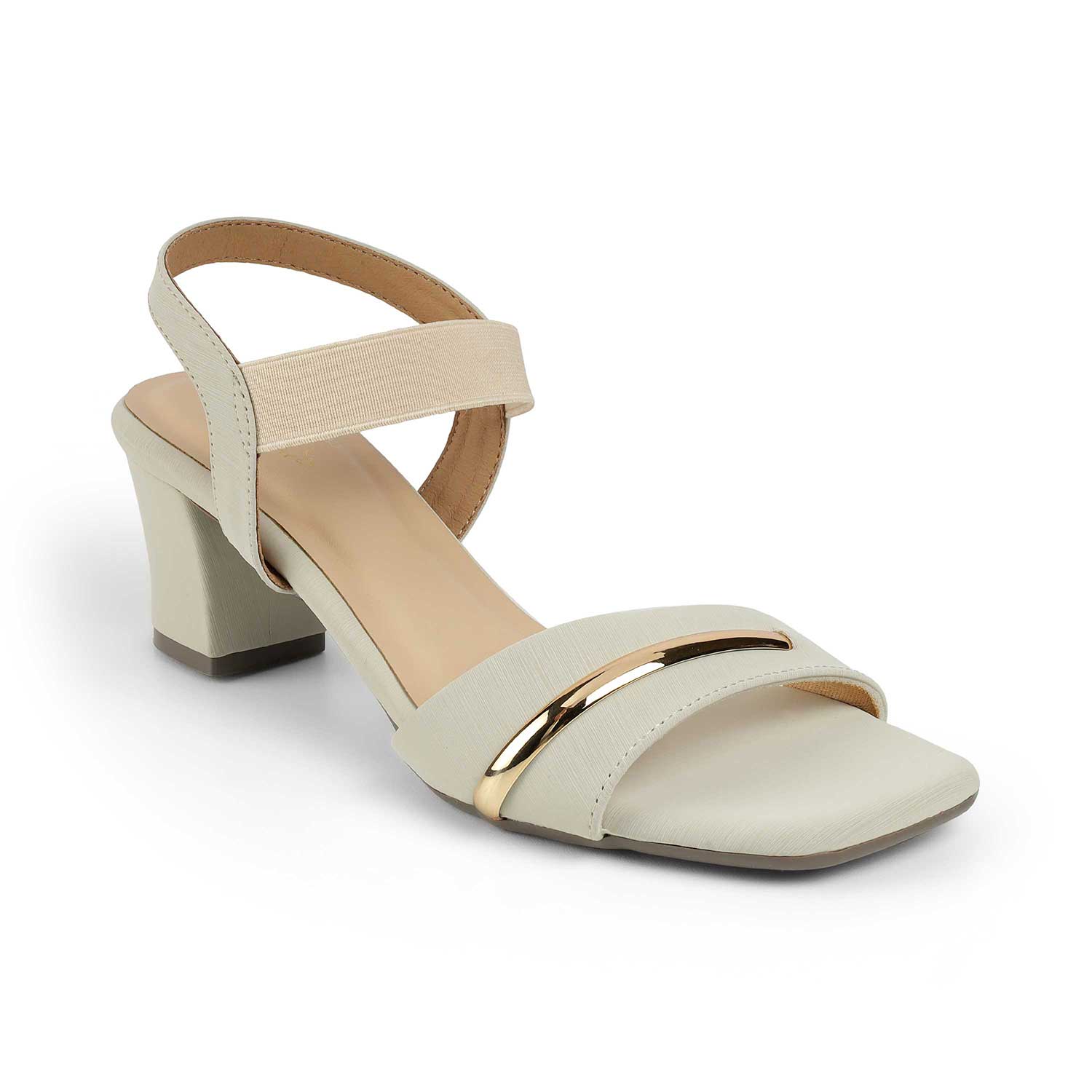 Women's Cream Block Heel Sandals Tresmode