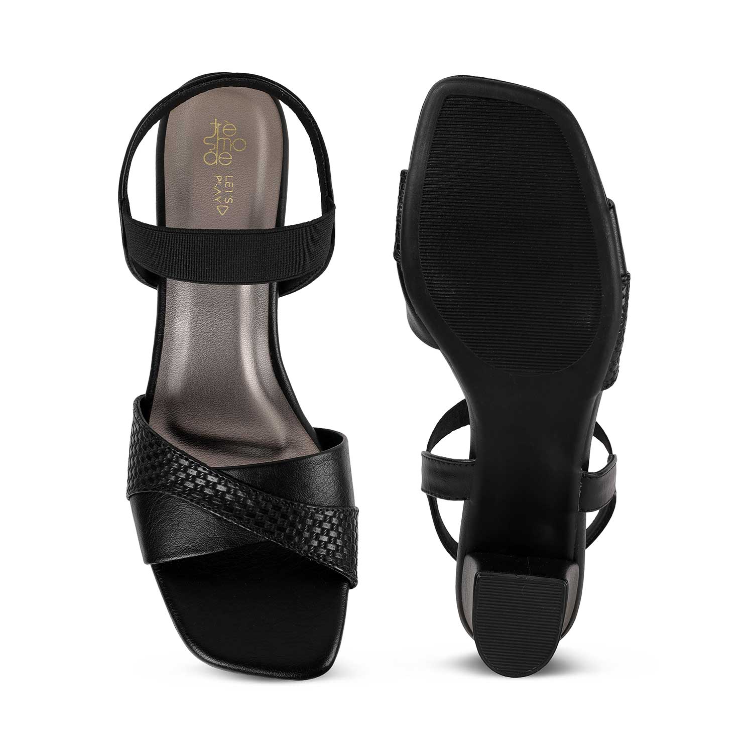 Tresmode Janet Black Women's Dress Block Heel Sandals
