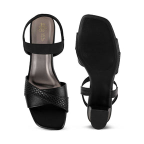 Tresmode Janet Black Women's Dress Block Heel Sandals