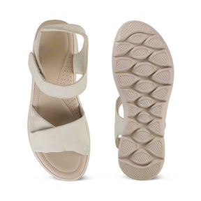 Tresmode Teron Cream Women's Casual Wedge Sandals