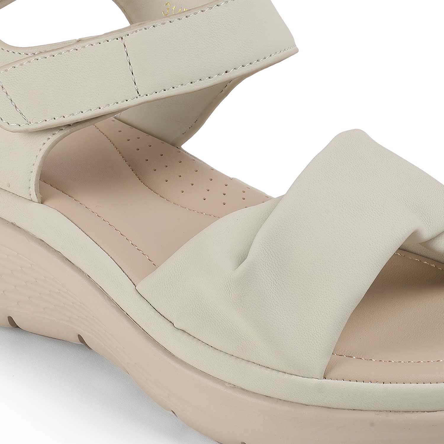 Tresmode Teron Cream Women's Casual Wedge Sandals