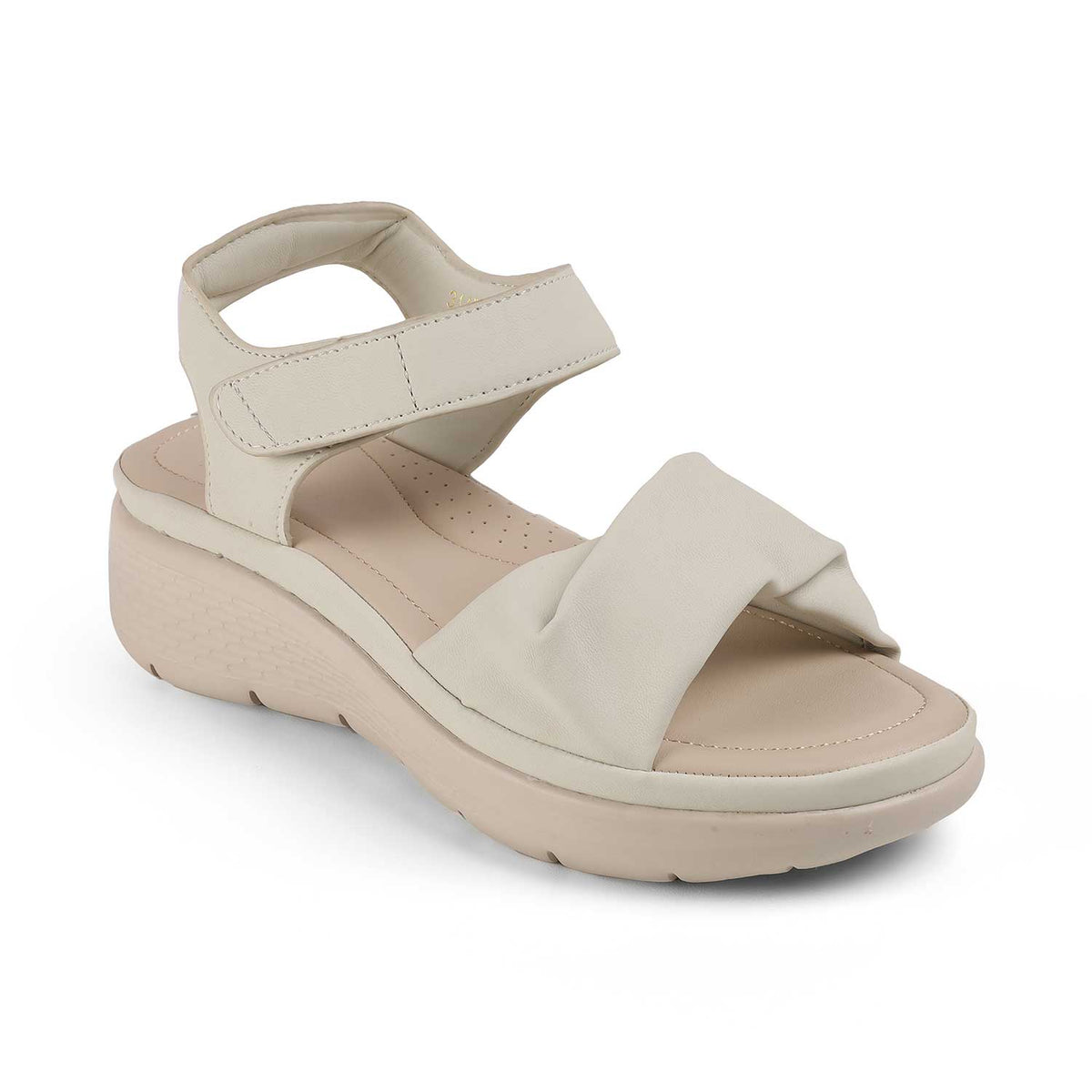 Tresmode Teron Cream Women's Casual Wedge Sandals