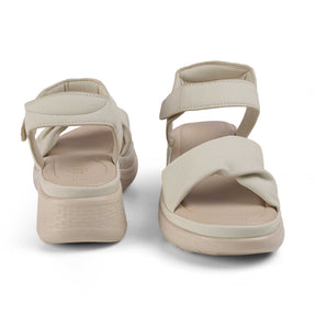 Tresmode Teron Cream Women's Casual Wedge Sandals
