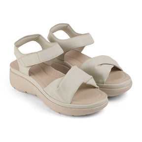 Tresmode Teron Cream Women's Casual Wedge Sandals