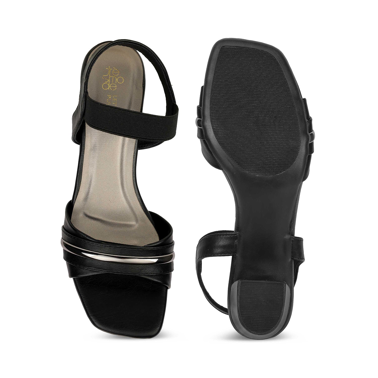 Tresmode Jive Black Women's Dress Block Heel Sandals