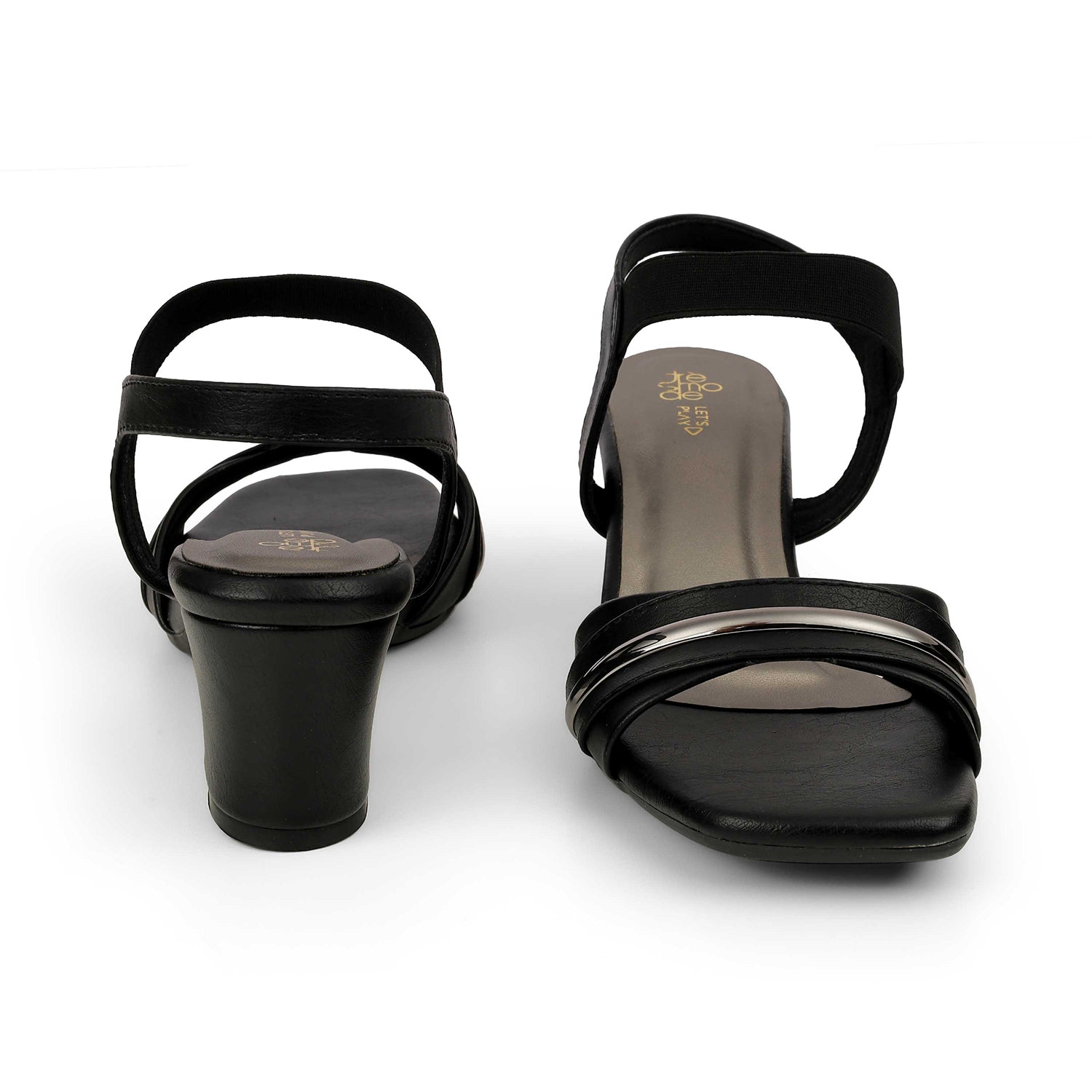 Tresmode Jive Black Women's Dress Block Heel Sandals