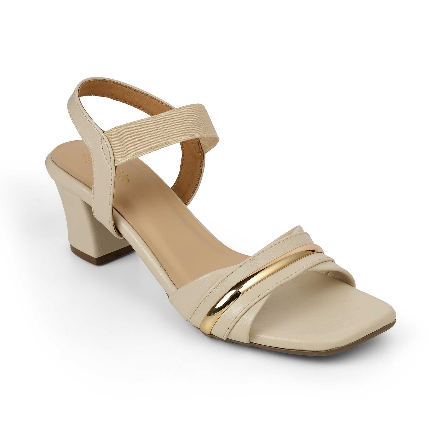 Tresmode Jive Cream Women's Dress Block Heel Sandals