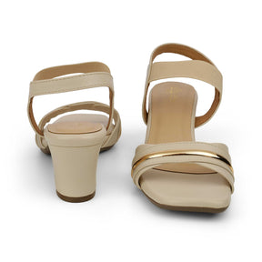 Tresmode Jive Cream Women's Dress Block Heel Sandals