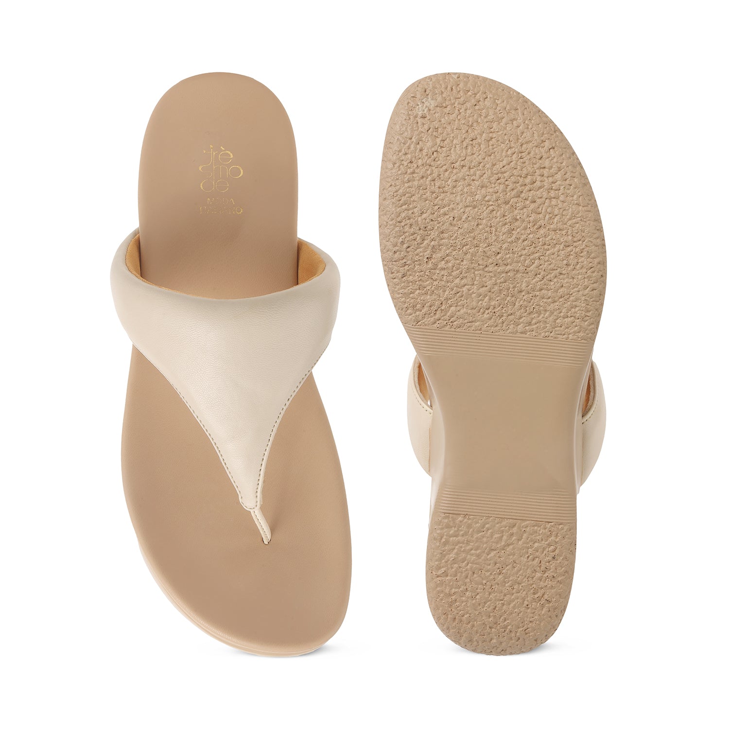 Tresmode Mont Cream Women's Casual Wedge Sandals