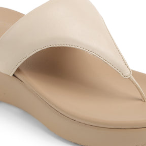 Tresmode Mont Cream Women's Casual Wedge Sandals