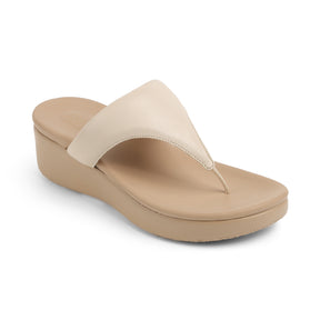 Tresmode Mont Cream Women's Casual Wedge Sandals