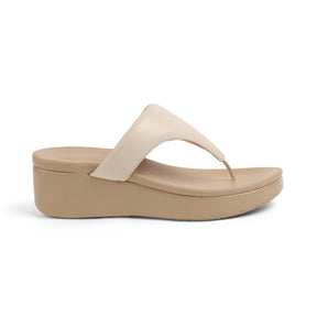 Tresmode Mont Cream Women's Casual Wedge Sandals