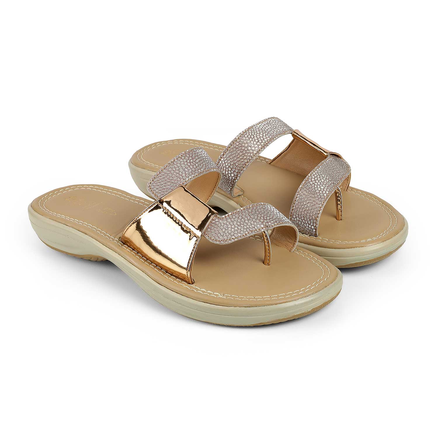 Tresmode Robila Champagne Women's Dress Platform Flats