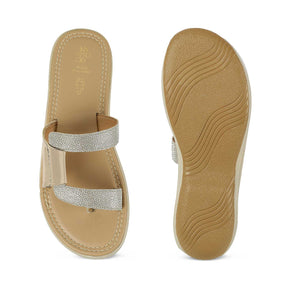 Tresmode Robila Gold Women's Dress Platform Flats