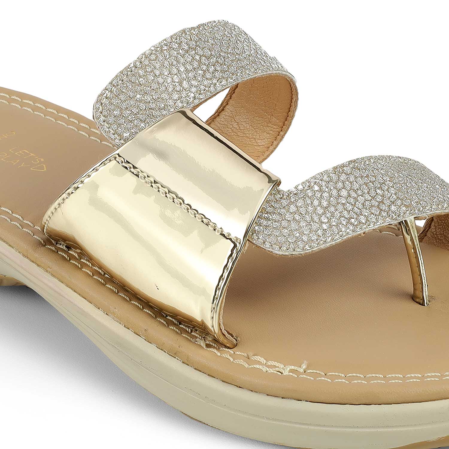 Tresmode Robila Gold Women's Dress Platform Flats