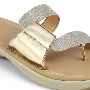 Tresmode Robila Gold Women's Dress Platform Flats