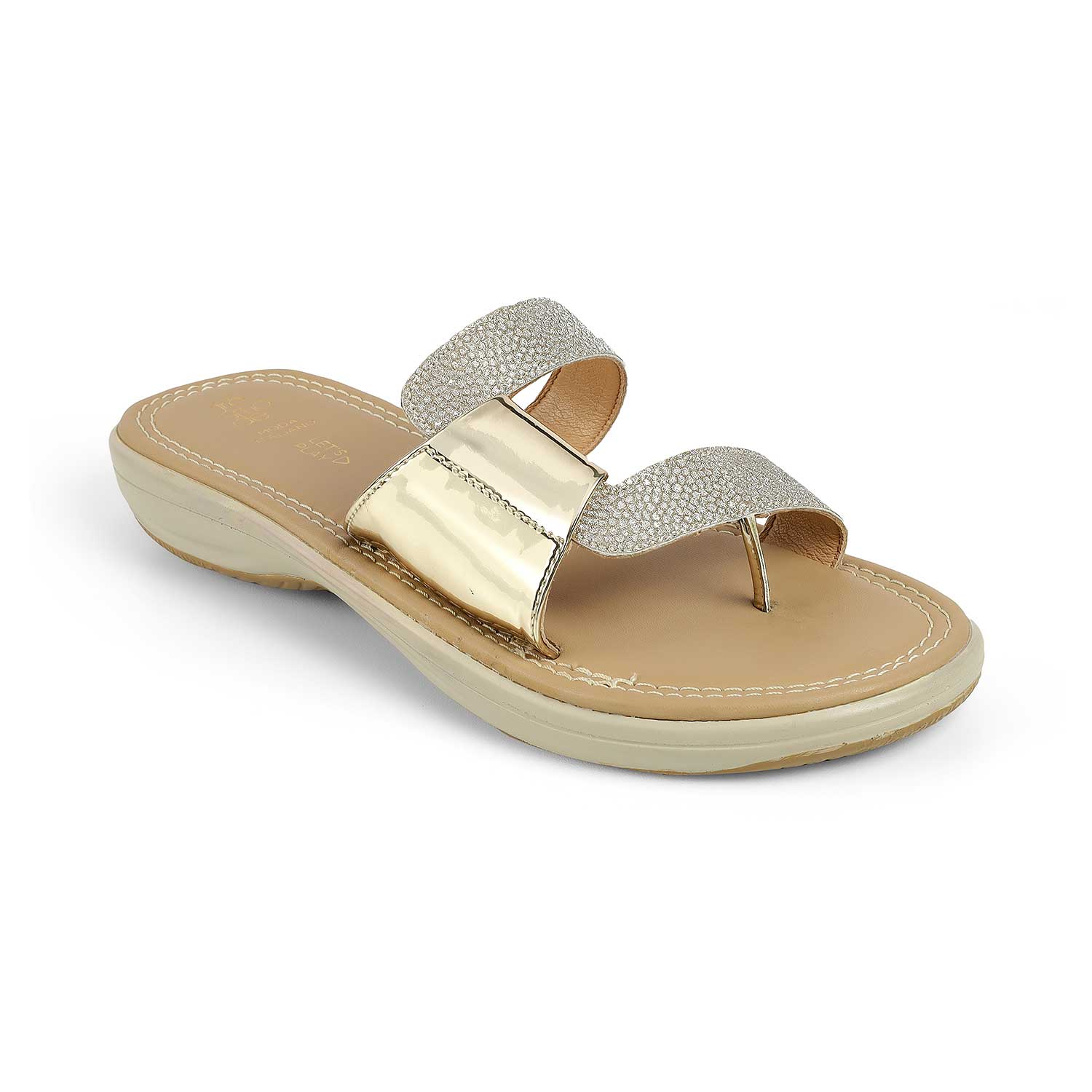 Tresmode Robila Gold Women's Dress Platform Flats