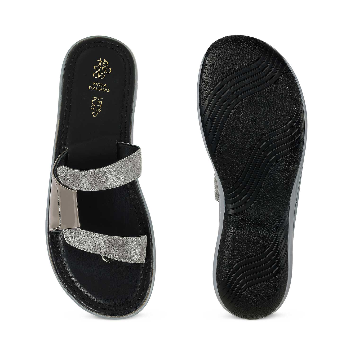 Tresmode Robila Pewter Women's Dress Platform Flats