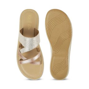 Tresmode Rofila Champagne Women's Dress Platform Flats