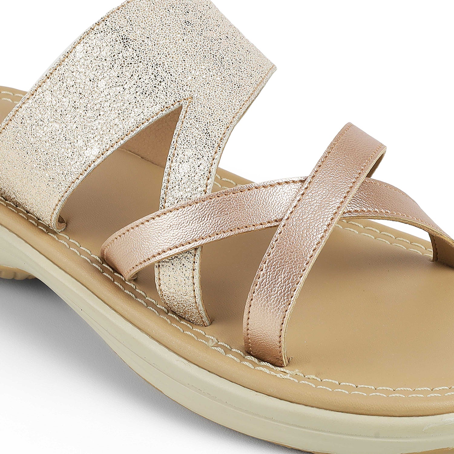 Tresmode Rofila Champagne Women's Dress Platform Flats