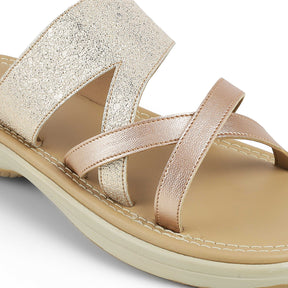Tresmode Rofila Champagne Women's Dress Platform Flats