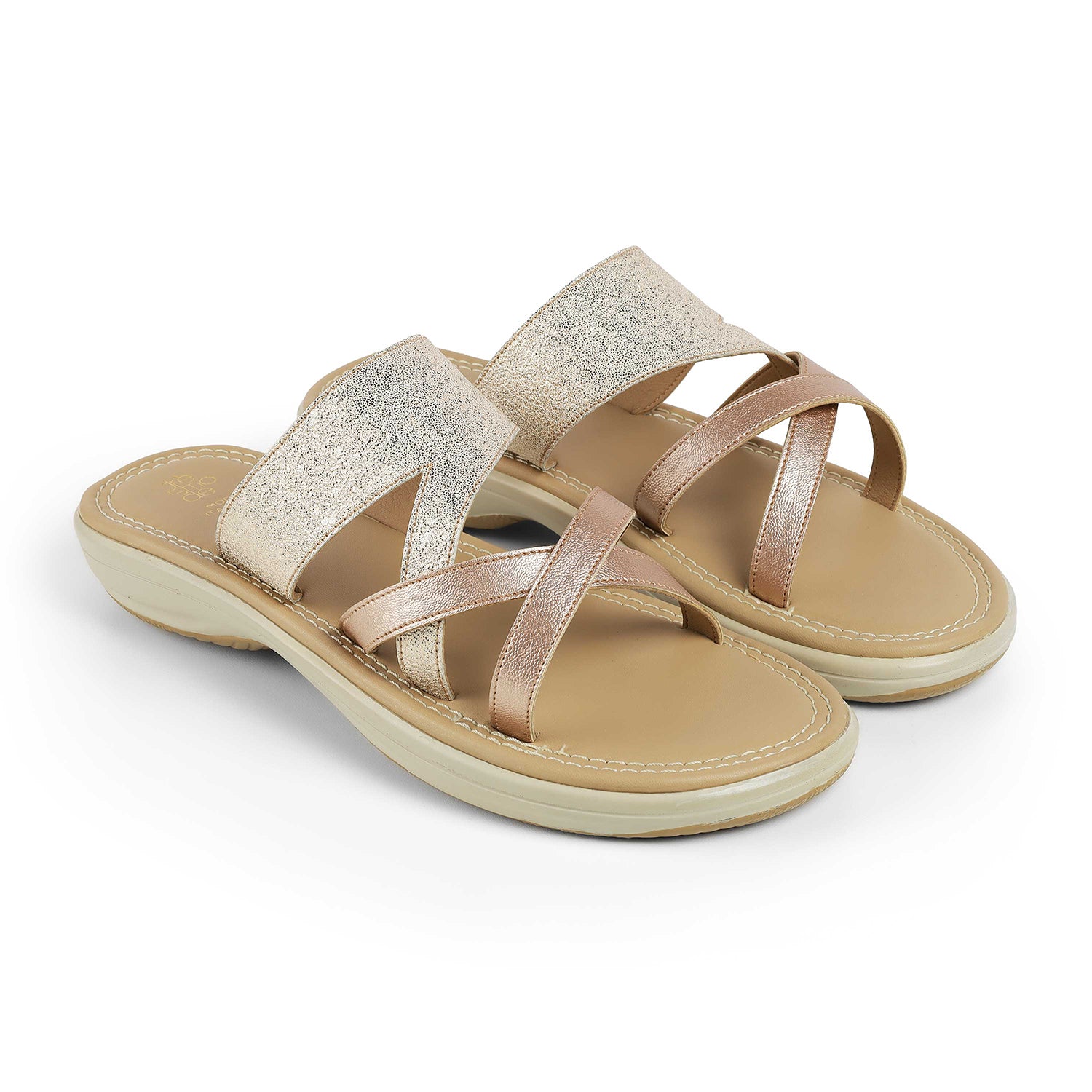 Tresmode Rofila Champagne Women's Dress Platform Flats