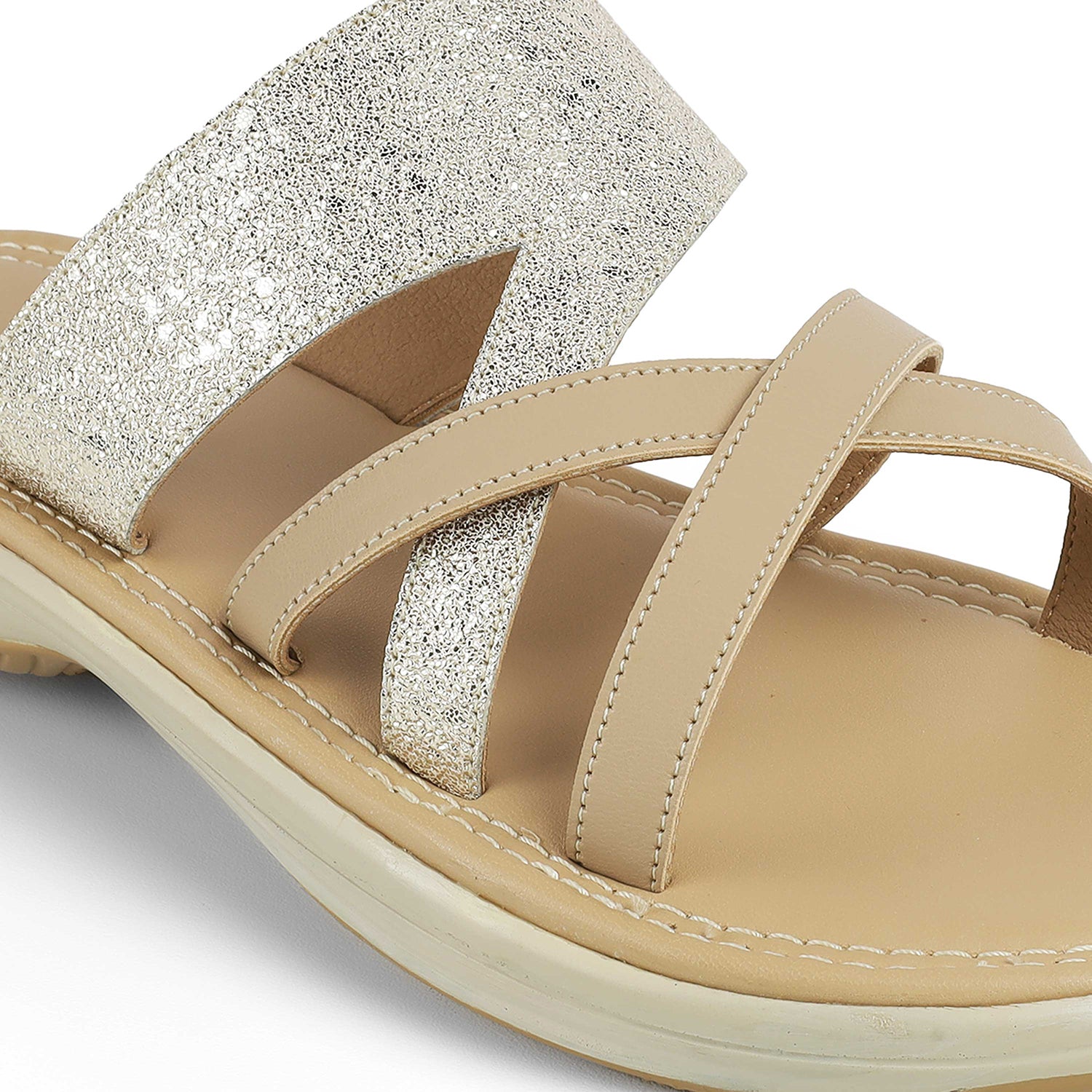 Tresmode Rofila Gold Women's Dress Platform Flats