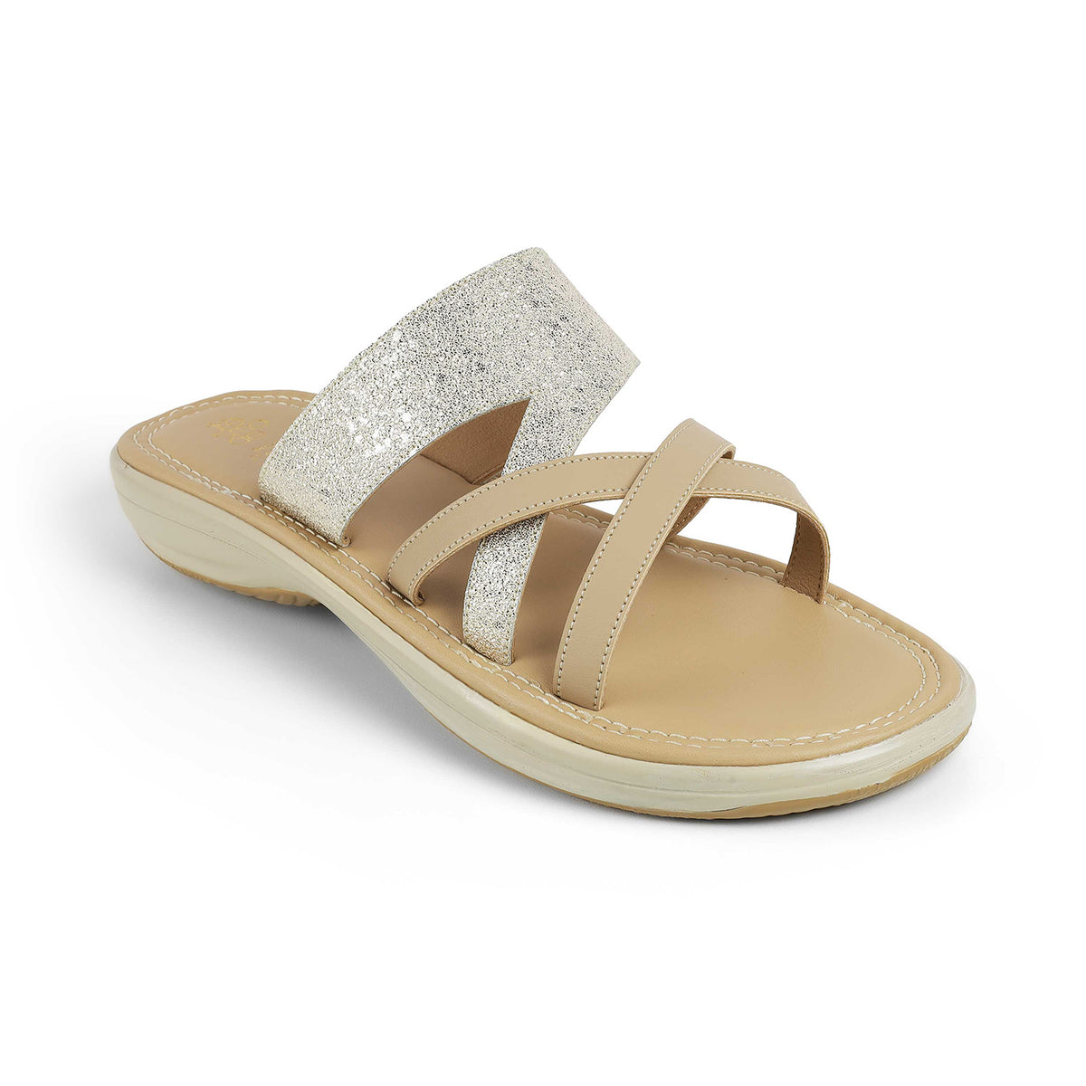 Tresmode Rofila Gold Women's Dress Platform Flats