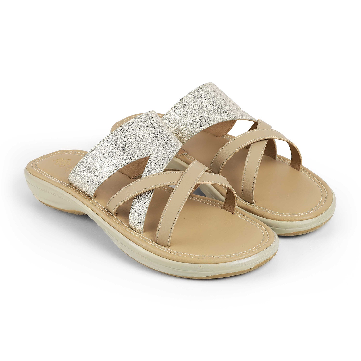 Tresmode Rofila Gold Women's Dress Platform Flats