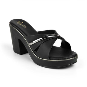 Women's Black Block Heel Sandals Tresmode