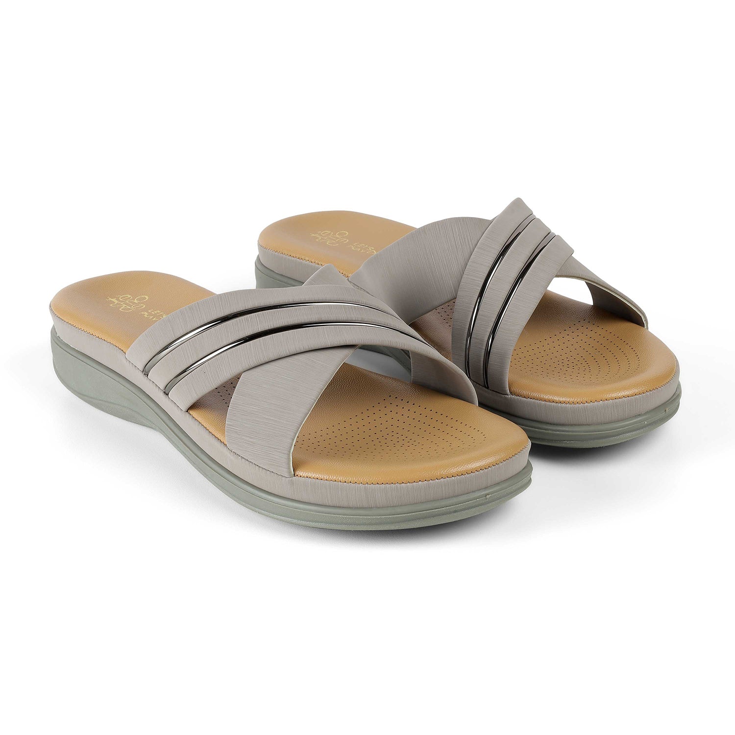 Tresmode Ballina Grey Women's Casual Small Wedge Sandals