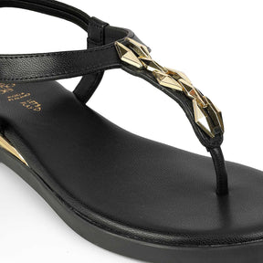 Tresmode Bucklet Black Women's Dress Flats