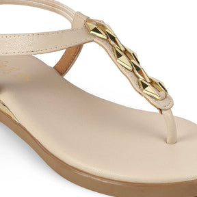 Tresmode Bucklet Cream Women's Dress Flats