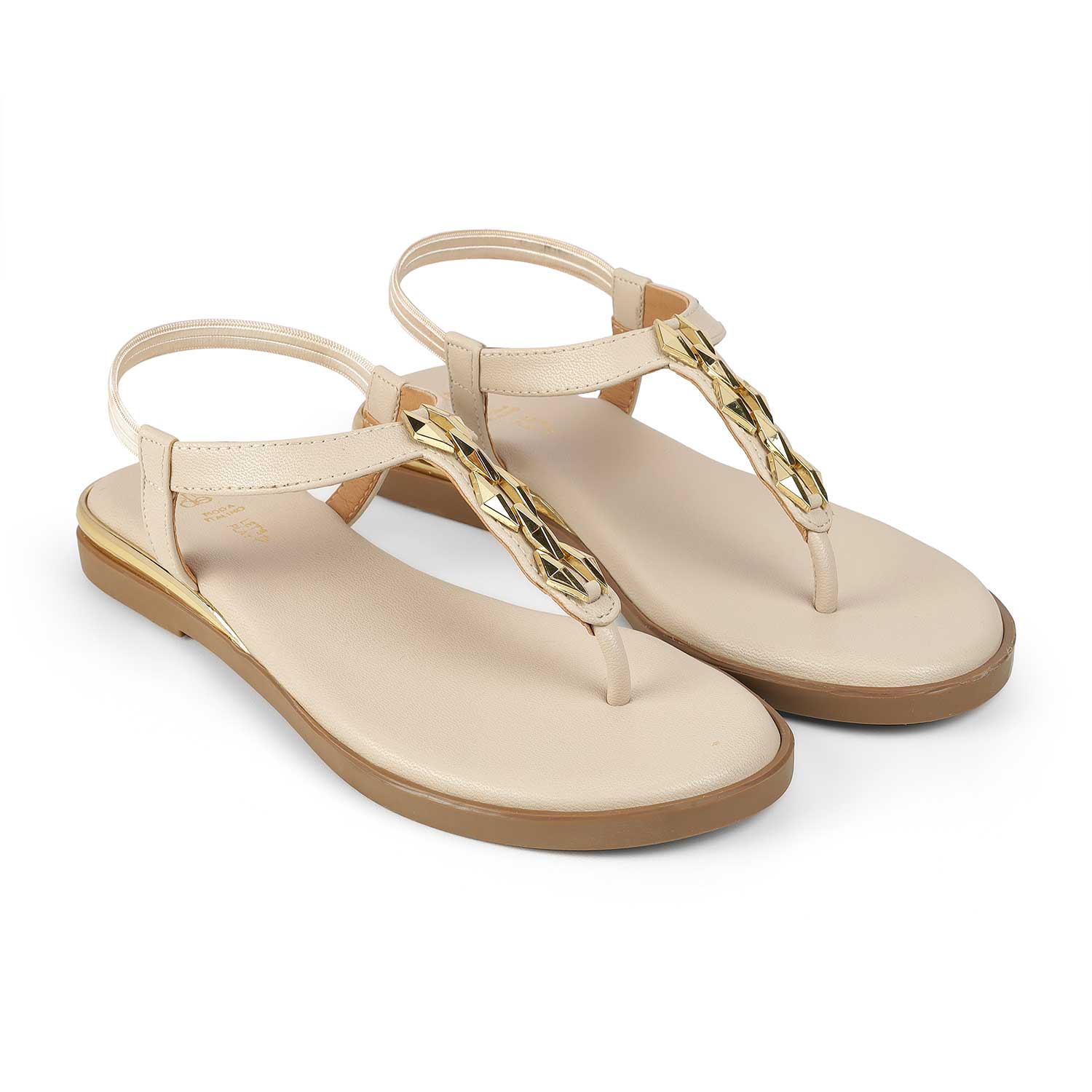 Tresmode Bucklet Cream Women's Dress Flats