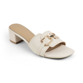 Women's Beige Block Heel Sandals Tresmode