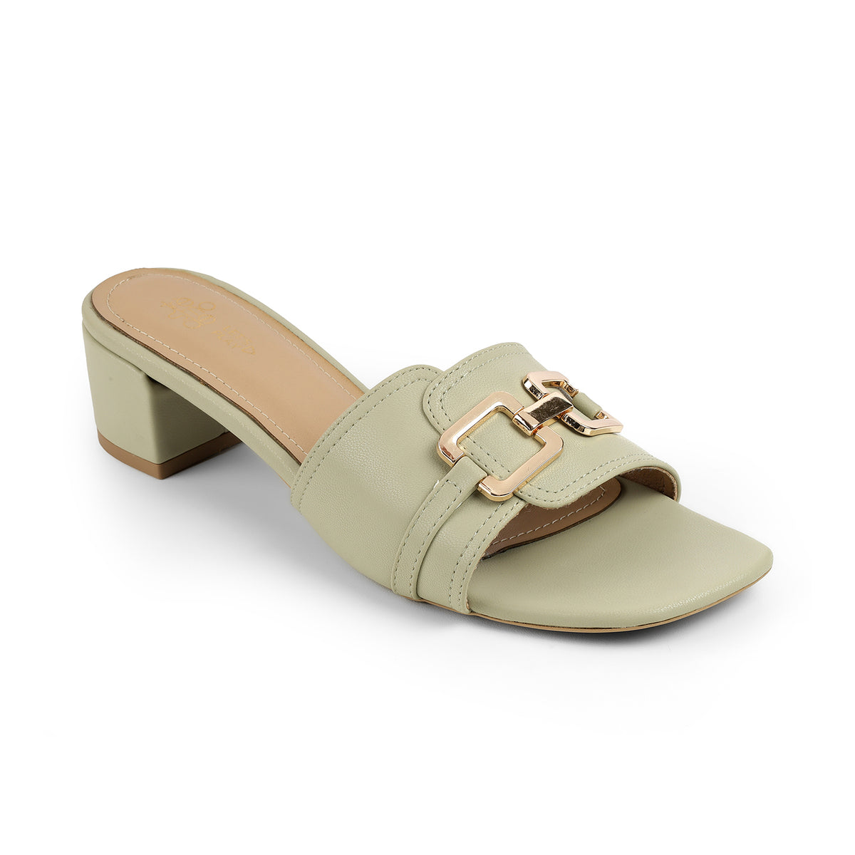 Women's Green Pista Block Heel Sandals Tresmode